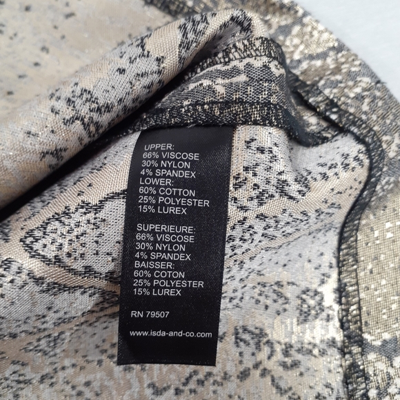 Isda and Co Two Tone Black and Snake Print Sleeve less V-Neck Midi Dress - Picture 5 of 7